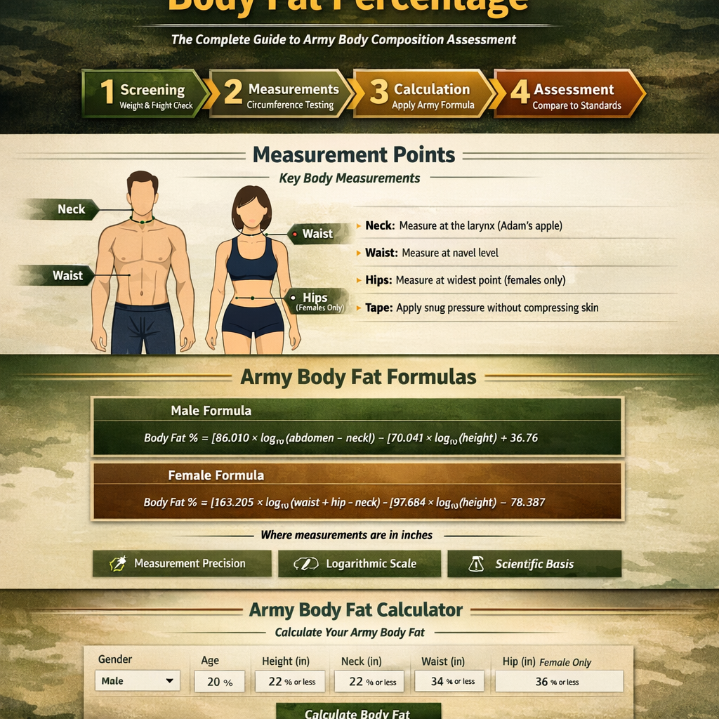 How does the army determine body fat percentage